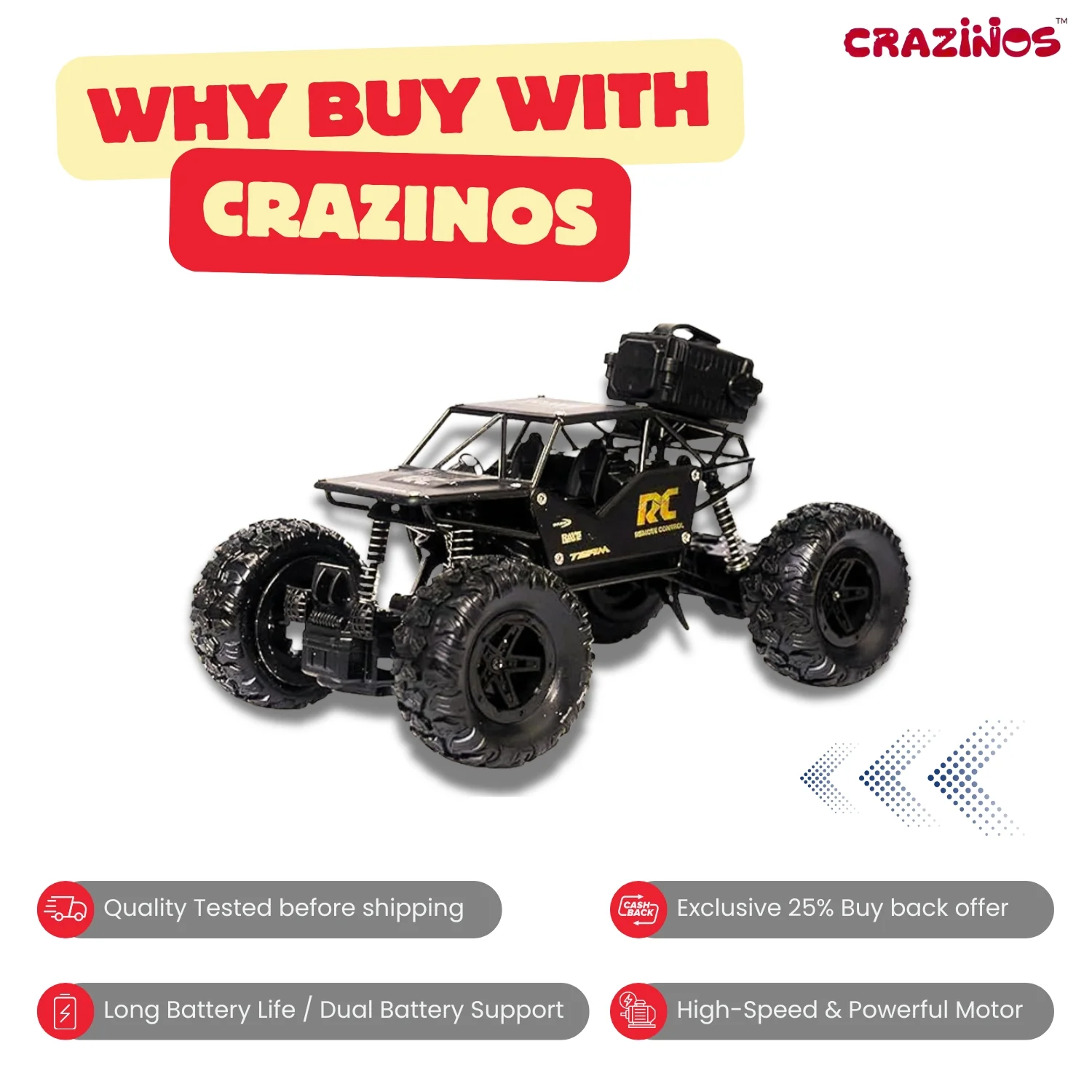 Alloy Dirt Drift RC Monster Truck - 1:16 Scale 4WD Rock Climber with Remote Control, High-Speed Off-Road Car (Multicolor) - Image 3
