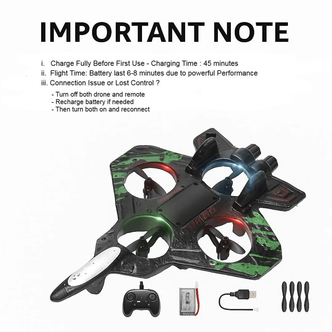 Crazinos RC Plane 2.4 GHz Remote Control Airplane for Kids, Fighter Jet Toy with LED Lights, 360 Degree Stunt Roll, Easy to Fly Stable Design - Image 6