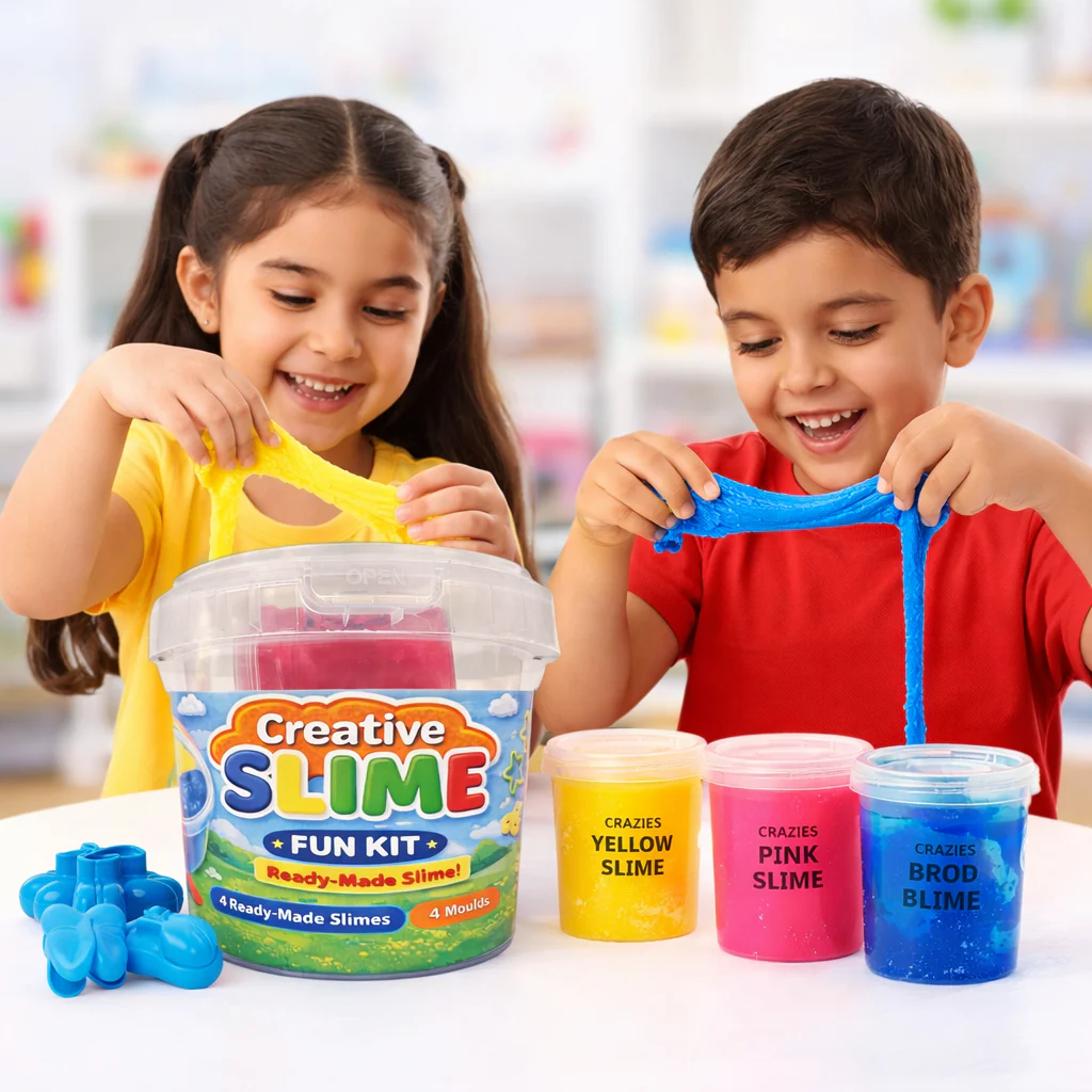 Crazinos Kids Ready Made Slime | Bucket Set with Moulds Art Slime - Image 4