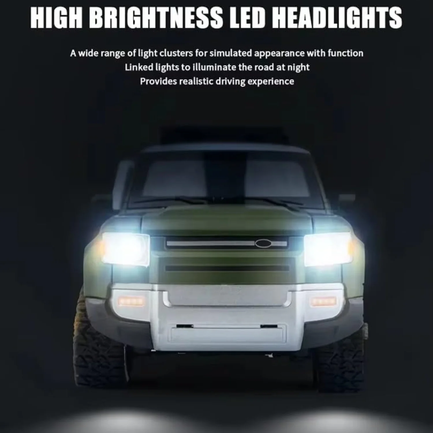 Sport Utility Vehicle Defender RC Car with LED Lights and Real Smoke Effect | 1:16 Scale Off-Road Remote Control Car for Kids  | Best Birthday Gift for Kids. - Image 4