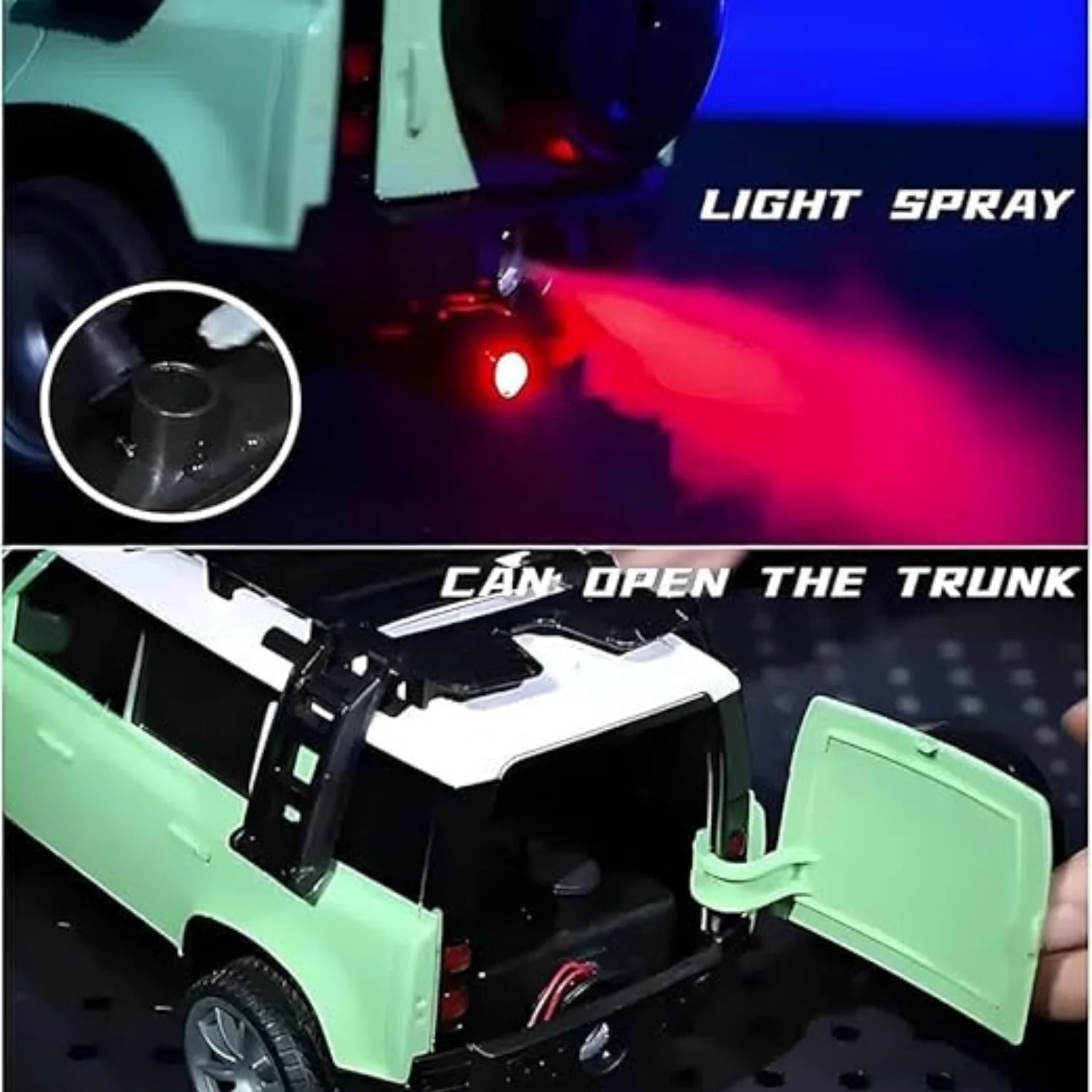 Sport Utility Vehicle Defender RC Car with LED Lights and Real Smoke Effect | 1:16 Scale Off-Road Remote Control Car for Kids  | Best Birthday Gift for Kids. - Image 5