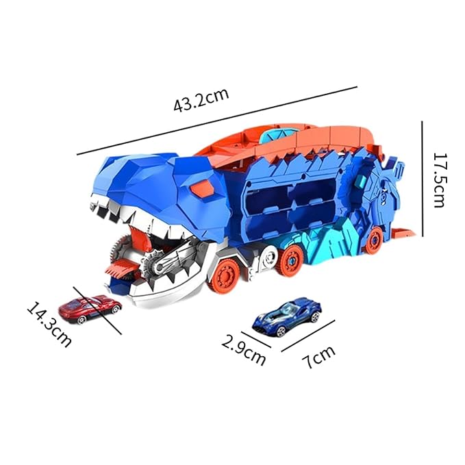 Transport Dinosaur Truck with Foldable Sliding 20-Inch Race Track, Transforms into Standing T-rex, Toys for 3 4 5 6 7 8 Years Old Kids Boys&Girls - Image 5