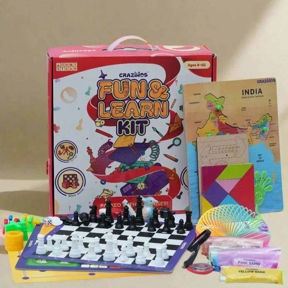 100 in 1 Fun & Learn Activity Kits | Board Games, DIYs, Art & many more | Perfect Gift for Girls & Boys of 4+ | Crazy XYZ - Image 3