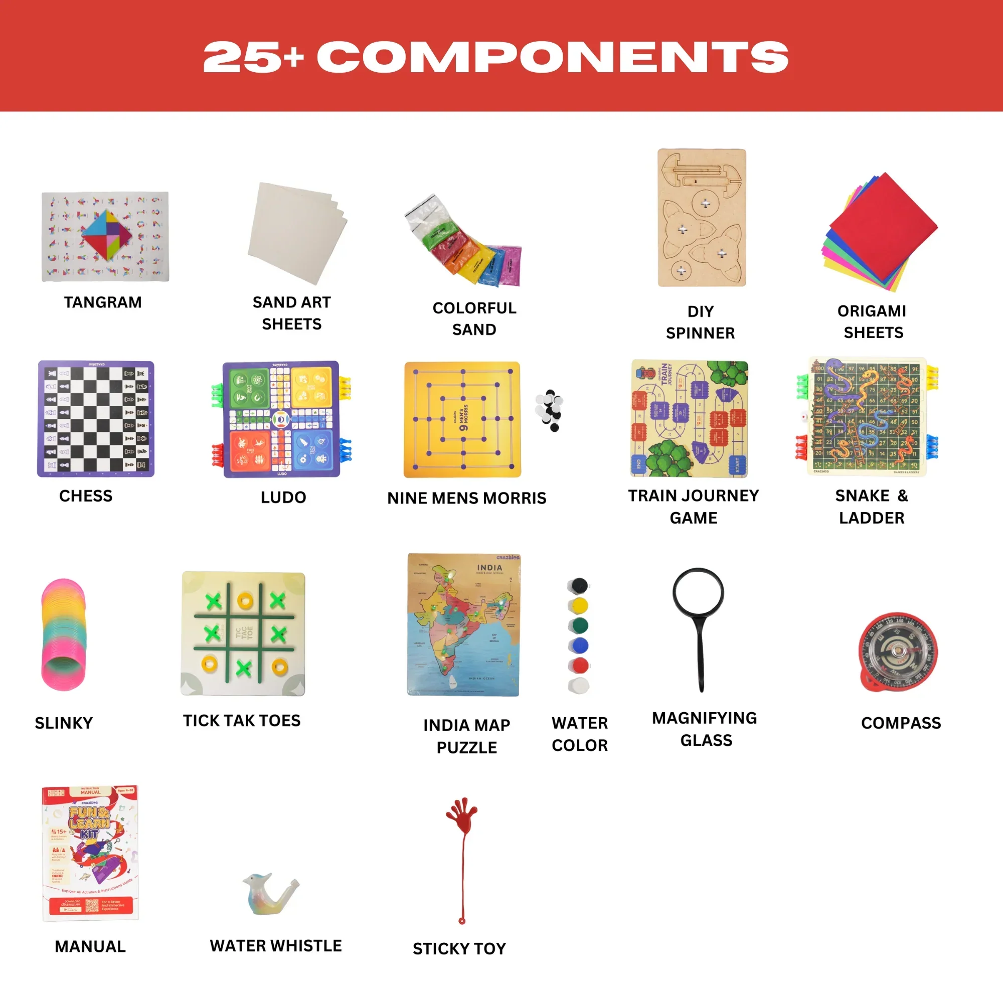 100 in 1 Fun & Learn Activity Kits | Board Games, DIYs, Art & many more | Perfect Gift for Girls & Boys of 4+ | Crazy XYZ - Image 4
