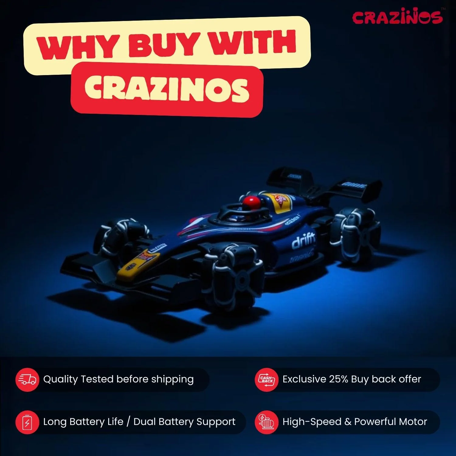 RC 4x4 Rise X One Drift Smoke Car, 2.4Ghz Hand Sensor Gesture Control Sports Racing Car, 360° Rotation with Lights, Music & Spin Stunt Remote Control Cars for 4+ | Best Birthday Gift - Image 3