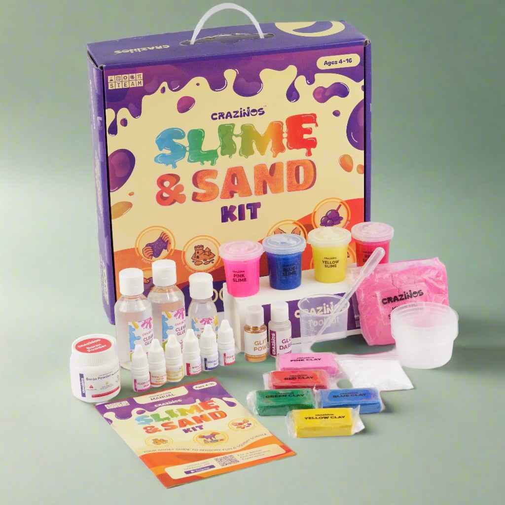 3 in 1 Slime, Sand and Clay Kit | 100+ Hands-On STEM & Sensory Activities | For 3–4 Learners | Kids Age 4–16 | By Crazy XYZ - Image 3