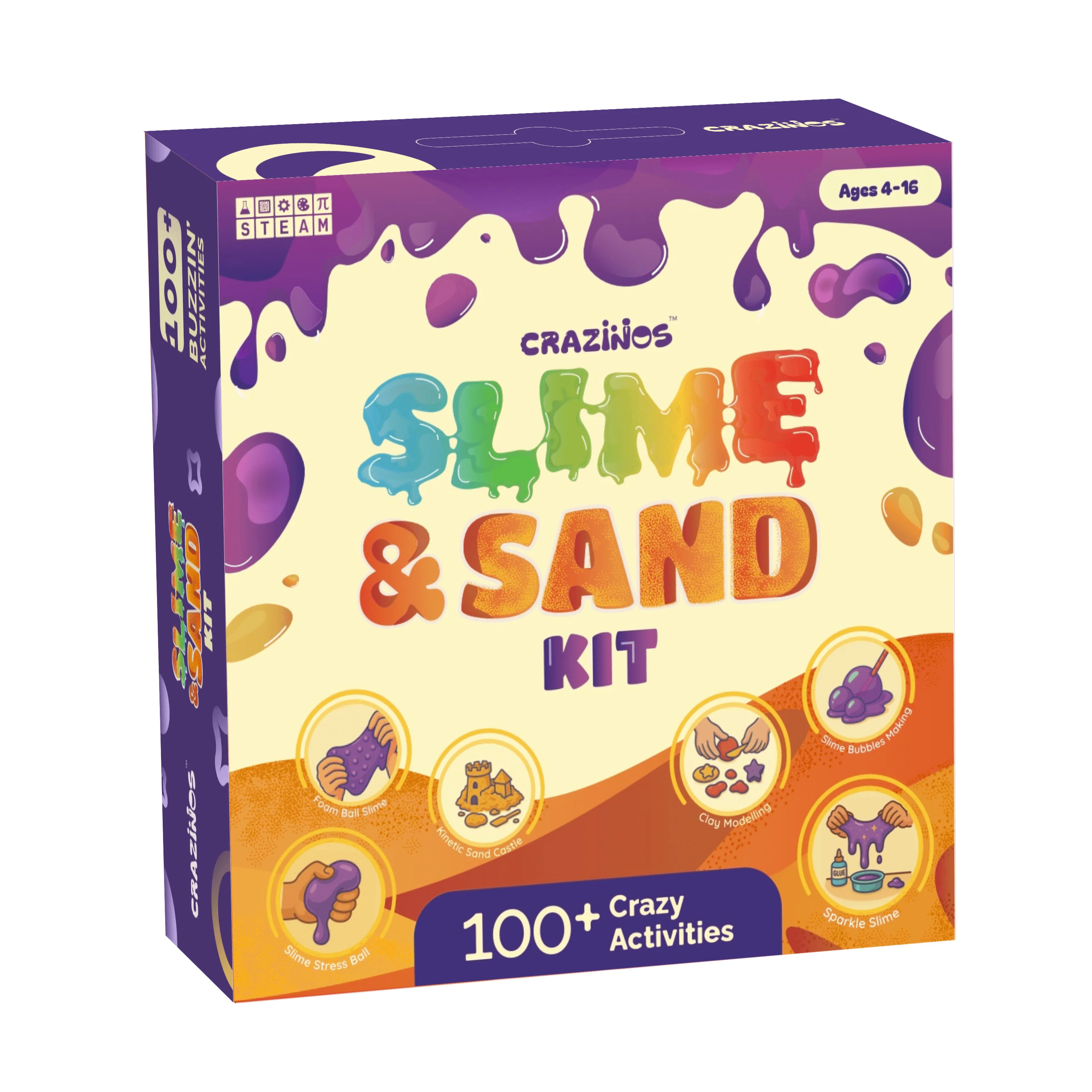 3 in 1 Slime, Sand and Clay Kit | 100+ Hands-On STEM & Sensory Activities | For 3–4 Learners | Kids Age 4–16 | By Crazy XYZ - Image 7